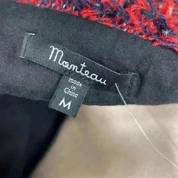 Monteau Red Tweed Open Front 3/4 Sleeve Blazer NWT New Womens Size Medium - Picture 6 of 8